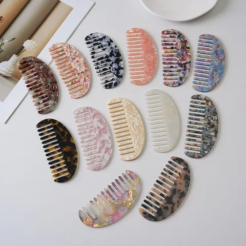 Cellulose Acetate Hair Comb Anti-Static Marble Pattern Fashion Hair Styling Tool For Daily Use