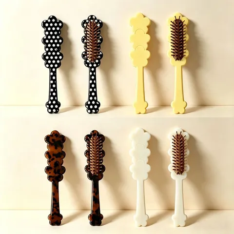 Ins Cute Floral Design Cushion Hair Brush Cellulose Acetate Anti Static Head Massage Comb Portable Daily Hair Styling Tool