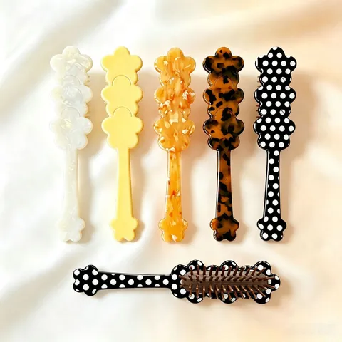 Ins Cute Floral Design Cushion Hair Brush Cellulose Acetate Anti Static Head Massage Comb Portable Daily Hair Styling Tool