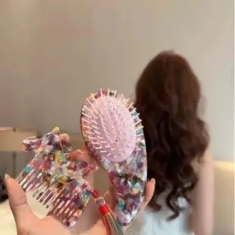 Cellulose Acetate Cushion Massage Comb Cute Little Horse Hair Comb Luxury Mini Hair Care Set For Women