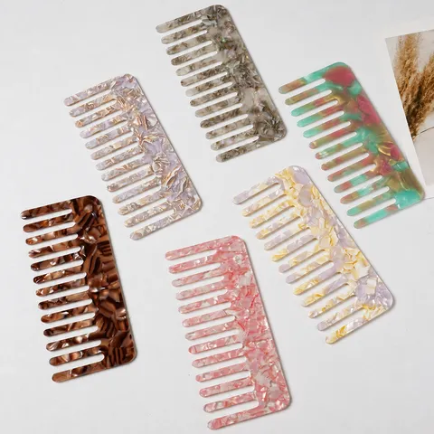 Acetate Hair Comb Anti-Static Marble Pattern Wide Tooth Hair Styling Tool Fashion Hair Accessories For Women