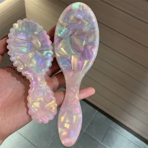 Advanced Pink Acetate Hair Brush Boar Bristle Air Cushion Massage Comb Portable Anti-Static Hair Styling Tool For Women