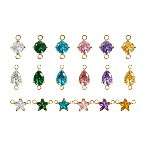 Pendente a Doppia Chiusura con Zirconia Micro Intarsiata in Acciaio Inossidabile per Creazione di Gioielli Fai-da-te Pendente Rotondo Goccia Stella