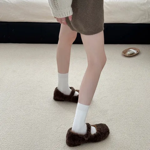 Dames Koreaanse Stijl Effen Kleur Geribbelde Slouch Sokken Halverwege Ademend Dagelijks Casual Katoen Sokken