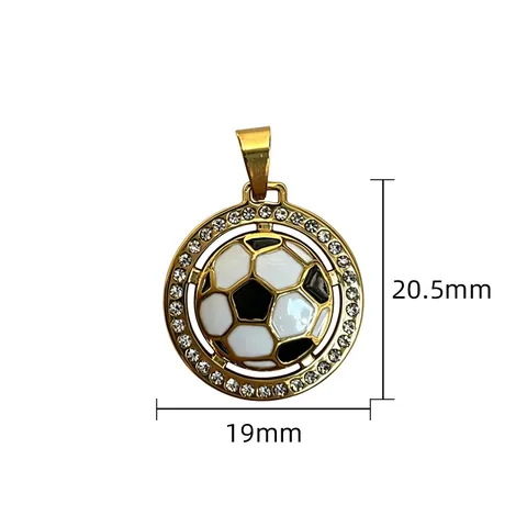 Stainless Steel Football Heart Charms Rhinestone Enamel 18K Gold Plated Infinity Football Pendant For DIY Jewelry Accessories
