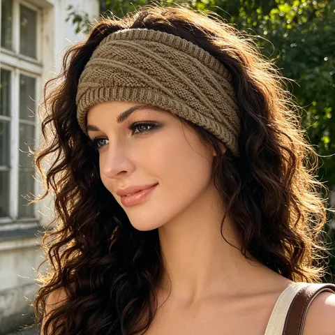 Fascia Larga in Maglia di Acrilico per Donna Foderata in Pile Termica Scaldaorecchie Invernale Turbante Fascia per Capelli Accessori Capelli