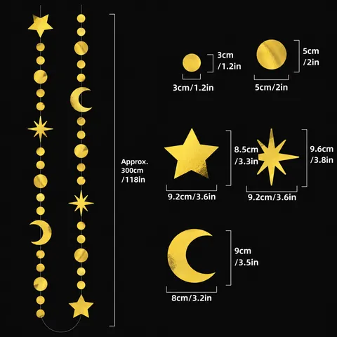 Laser Star Moon Dot Hanging Garland Decorations For Birthday Wedding Party Graduation Festival Shiny Paper Streamer Ornaments