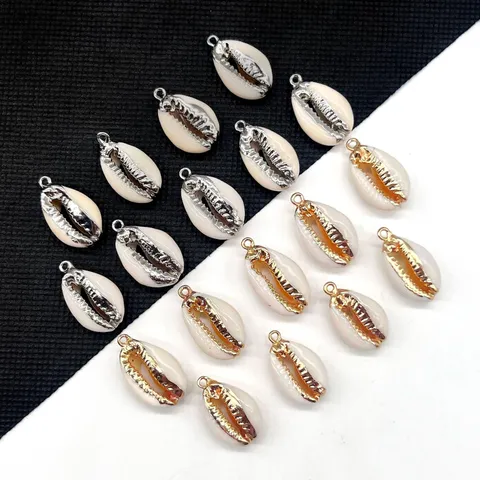 Pendentif Coquillage Naturel Coquille Or Argent Bord Électroplaqué Charme Pour Fabrication De Bijoux DIY Accessoires Artisanaux