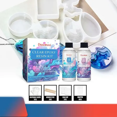 Dowmoo Clear Epoxy Resin Kit Crystal Hardener Craft Making DIY Handmade Transparent Glue Set For Resin Art Crafts