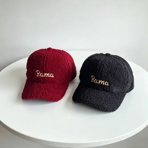 Warm Lamb Wool Baseball Cap For Men Women Autumn Winter Rama Embroidery Letter Pattern Adjustable Faux Fur Peak Hat Soft Casual Sport Cap