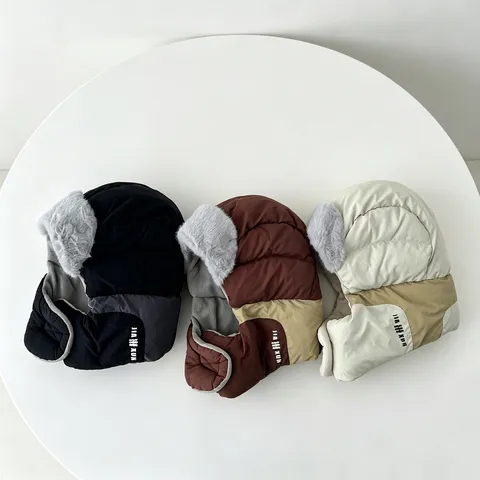 Women Trapper Hat Fleece Lined Thickened Ear Protection Warm Cotton Hat Windproof Winter Mask Integrated Ski Bomber Cap