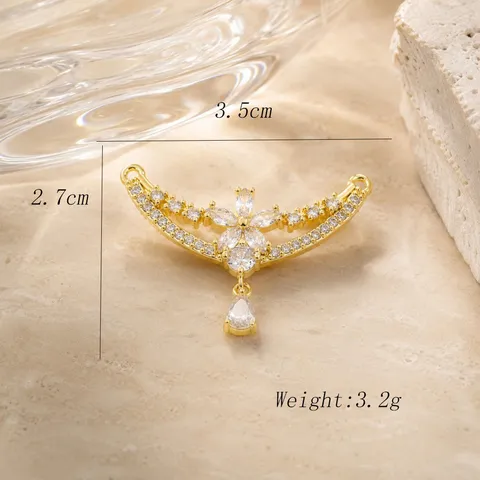 Pendentif Connecteur Goutte d'Eau en Cuivre avec Strass Micro Incrustés pour Bracelet Collier Charme de Bijoux de Haute Qualité
