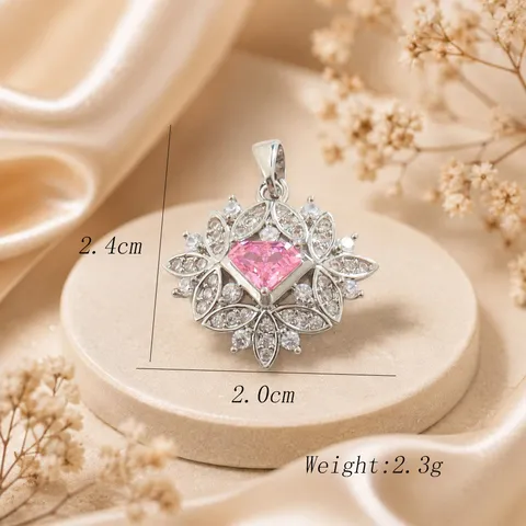 Ciondolo Foglia in Rame con Micro-Intarsio di Zirconia Charms Quadrati in Cristallo per Creazione Fai da Te di Collane e Bracciali Accessori di Gioielleria