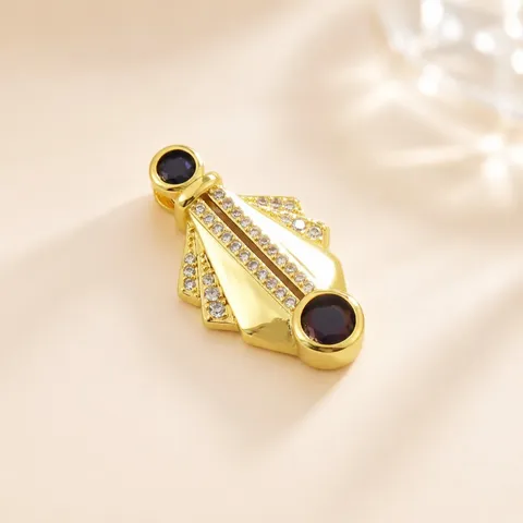 Kupfer Vergoldet 14K Geometrischer Fächer Anhänger Mit Strass Für Damen DIY Schmuckherstellung Zubehör