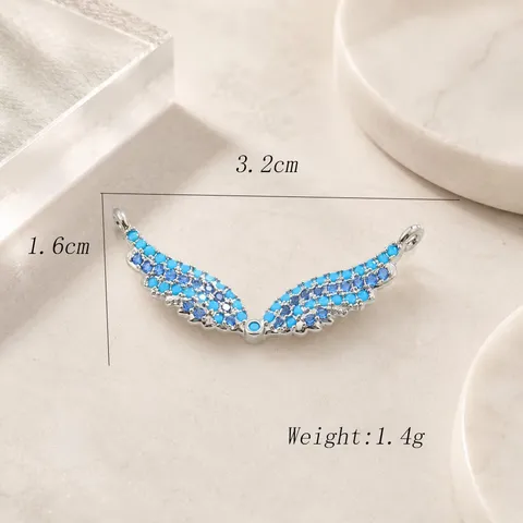 Breloques en Forme d'Aile d'Ange en Cuivre avec Strass Connecteur à Double Boucle pour la Fabrication de Bijoux DIY Bracelet Collier Pendentif Accessoire