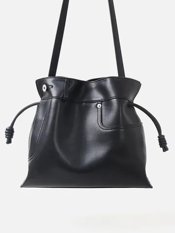 Γυναικεία Τσάντα Bucket από Μαλακό Δέρμα Vintage Hobo Τσάντα Ώμου Κορδόνι Casual Καθημερινή Μεγάλη Τσάντα