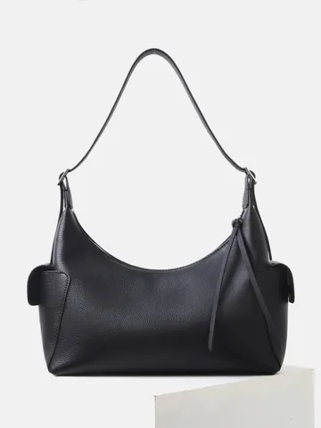 Genuine Leather Shoulder Bag Top Grain Cowhide Large Capacity Motorcycle Messenger Bag Vintage Tote Bag Commuting Hobo Bag