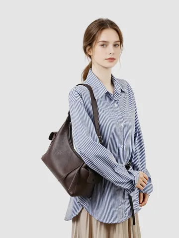 Genuine Leather Shoulder Bag Top Grain Cowhide Large Capacity Motorcycle Messenger Bag Vintage Tote Bag Commuting Hobo Bag
