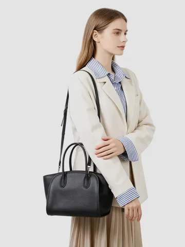 Minimalist Tote Τσάντα από Γνήσιο Δέρμα για Γυναίκες Μεγάλη χωρητικότητα Casual Τσάντα Ώμου Χειρός Μονόχρωμη Μόδα Τσάντα Μετακίνησης