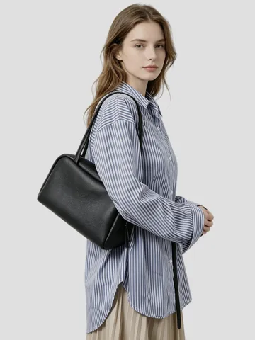 Γυναικείο Αυθεντικό Δερμάτινο Boston Bag Βίντατζ Casual Τσάντα Ώμου Top Handle Commuter Handbag Μονόχρωμη Τσάντα Μασχάλης