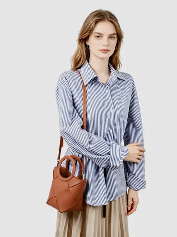 Luxury Split Cowhide Leather Woven Handbag Geometric Rhombus Weave Crossbody Bag With Circular Handle Casual Lazy Style Purse