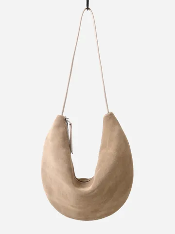 Retro Frosted Cowhide Leather Crescent Bag For Women Autumn Winter Versatile Underarm Bag Commuting Luxury Shoulder Bag Hobo Purse
