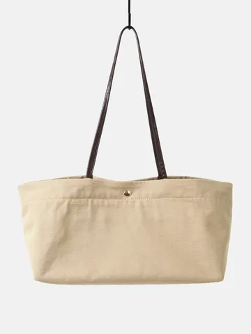 Women Large Capacity Canvas With Top Layer Cowhide Tote Bag High End Commuter Hobo Bag Single Shoulder Underarm Bag