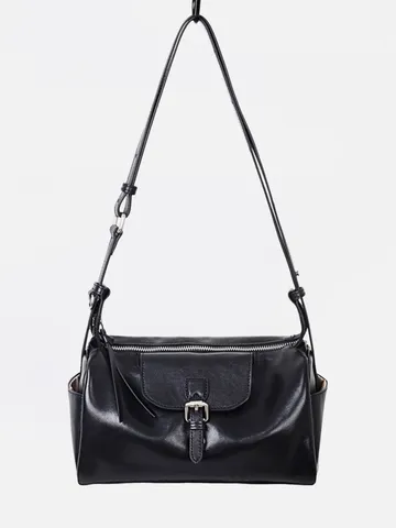 Exquisite Vegetable Tanned Top Layer Cowhide Underarm Bag For Women Vintage Genuine Leather Crossbody Pillow Bag Elegant Commuter Shoulder Bag