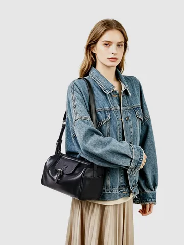 Exquisite Vegetable Tanned Top Layer Cowhide Underarm Bag For Women Vintage Genuine Leather Crossbody Pillow Bag Elegant Commuter Shoulder Bag