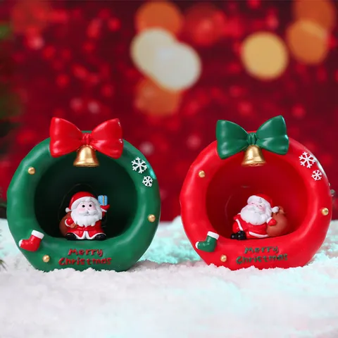 Ghirlanda di Natale Luce Stellare in Resina Babbo Natale Pupazzo di Neve Statuetta Luminosa Ornamento da Tavolo Decorazione Festiva Regalo