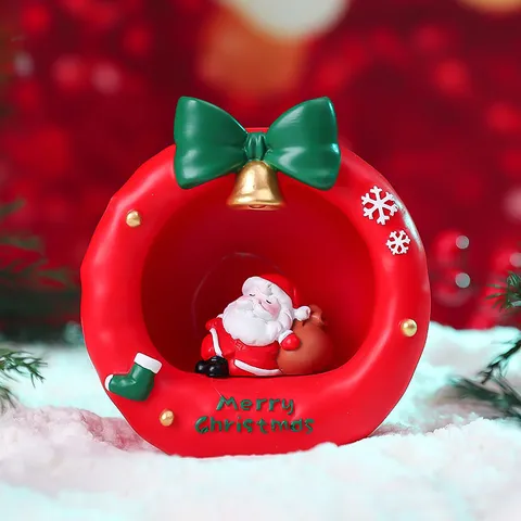 Ghirlanda di Natale Luce Stellare in Resina Babbo Natale Pupazzo di Neve Statuetta Luminosa Ornamento da Tavolo Decorazione Festiva Regalo
