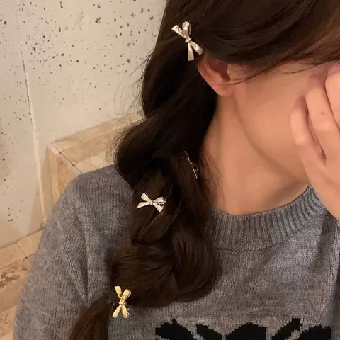 Pince à Cheveux Nœud Papillon Métallique Petite en Alliage Bec de Canard Pince à Frange Simple Douce Pince Latérale pour Filles Femmes Accessoires Cheveux