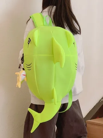 Large Capacity Embroidered Monster Shark Motorcycle Backpack 3D Dinosaur Cycling Helmet Bag Cute Student Schoolbag Reflective Daypack