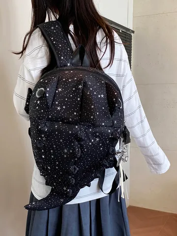 Sterne Druck Cartoon Hai Rucksack Für Studenten Skurril Leicht Große Kapazität Reise Schultasche Nylon Casual Rucksack