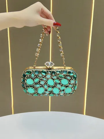 Donne Strass Borsa da Sera Lusso Cristallo Pochette Scocca Metallica Borsa a Catena Banchetto Festa Matrimonio