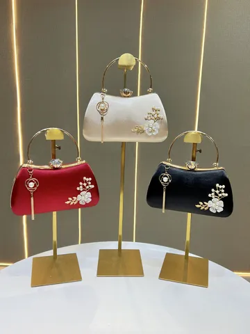 Borsa da Sera da Donna Pochette in Satino Perla Nappa Catena Borsa a Mano Elegante Banchetto Matrimonio Tracolla