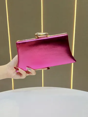 Donna Elegante Borsa da Sera Lucida Metallica Catena alla Moda Pochette Lusso Guscio Rigido Matrimonio Festa Borsetta