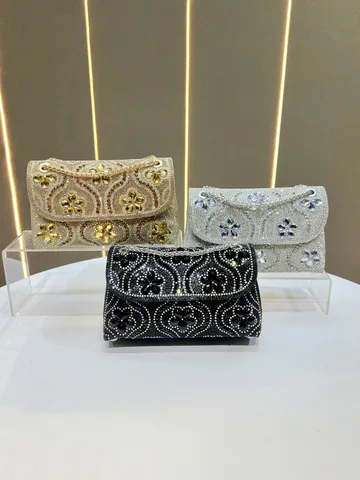 Borsa da Sera con Strass da Donna Moda Piccola Pochette Quadrata Cristallo Diamante Spalla Tracolla Borsa da Banchetto