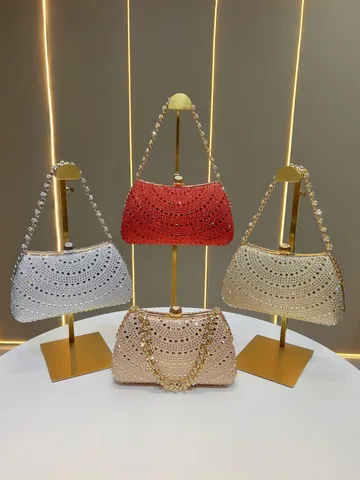 Borsa da Sera in Strass di Lusso Donna Moda Catena Spalla Tracolla Borsa Brillante Matrimonio Festa Borsa