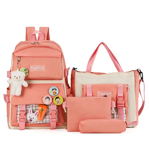 Kids School Backpack Set Oxford Cloth Large Capacity Bookbag With Pencil Case Tote Bag Casual Travel Daypack For Students
