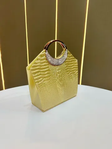 Borsa da Sera da Donna Strass Motivo Coccodrillo Pelle PU Borsa a Mano Lusso Catena Pocetta per Festa Matrimonio