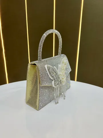 Donna Strass Farfalla Nappa Borsa da Sera Lusso Diamante Catena Spalla Borsetta Elegante Banchetto Festa