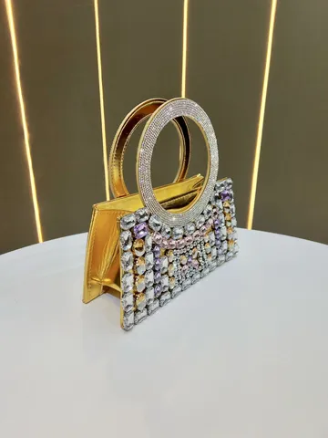 Borsa da Sera di Lusso in Pelle PU da Donna Borsa a Mano con Strass Brillanti Borsa a Tracolla a Catena Festa Matrimonio
