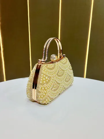 Retro Strass Perla Borsa da Sera Lusso Diamante Intarsiato Borsa a Mano Donna Formale Banchetto Clutch Tracolla