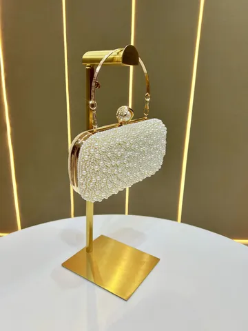 Borsa da Sera di Lusso da Donna Pochette con Perline di Perle Borsa a Tracolla a Catena di Designer Borsa a Mano per Festa