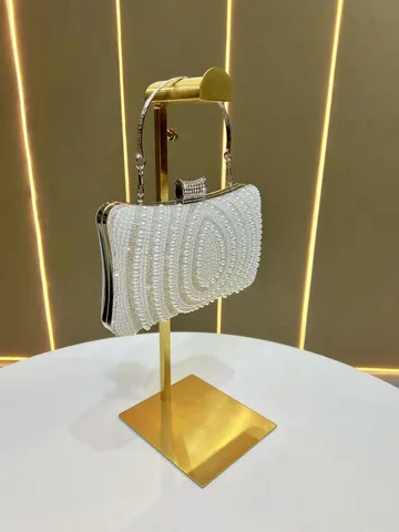 Donna Strass Perla Artificiale Borsa da Sera Lusso Glitter Pochette Borsa da Sposa Festa Matrimonio Borsetta Con Catena