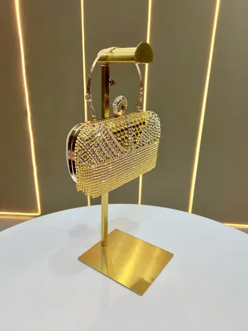 Borsa da Sera in Strass di Lusso per Donna Pochette a Catena Metallica Vintage Nappa Borsa da Banchetto