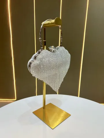 Borsa da Sera da Donna in Strass con Nappa Pochette in Cristallo di Lusso Matrimonio Festa Abito Borsa a Tracolla con Catena Metallica