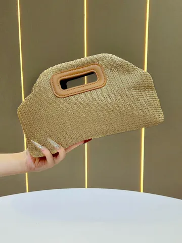 Borsa a Mano in Tessuto di Paglia da Donna Grande Capacità Borsa a Tracolla con Catena Borsa Casual alla Moda Borsa Estiva da Spiaggia