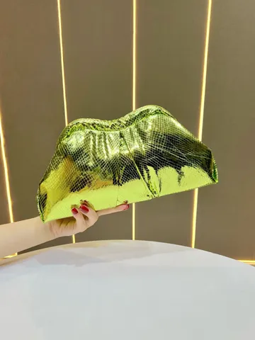 Donna Borsa a Pouch Plissettata Moda Stampa Serpente Pelle PU Borsa da Sera Con Catena